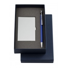 Подарочный набор Join: футляр для визиток и шариковая ручка, синий