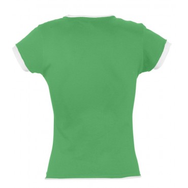 Футболка женская MOOREA 170 ярко-зеленая с белой отделкой