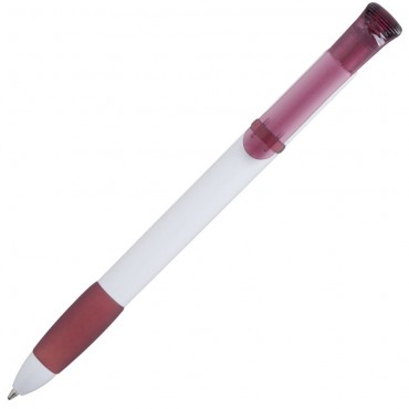 Ручка шариковая Selena, белая с бордовым