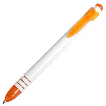 Ручка шариковая Button, белая с оранжевым