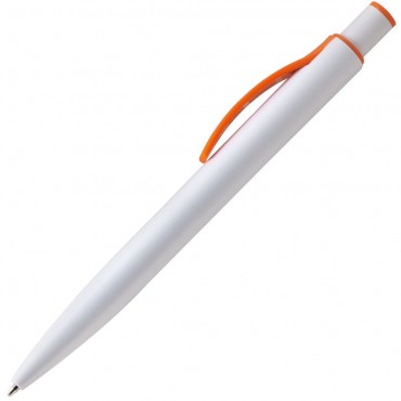 Ручка шариковая Castro, белая с оранжевым