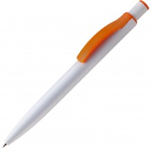 Ручка шариковая Castro, белая с оранжевым