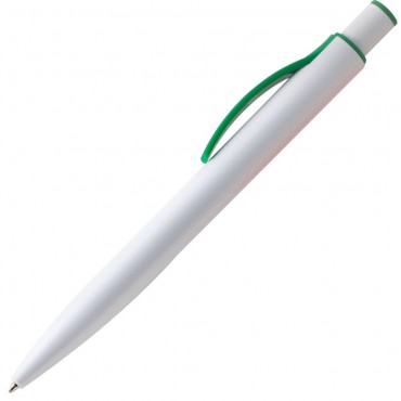 Ручка шариковая Castro, белая с зеленым