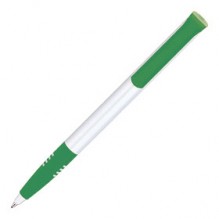 Ручка шариковая Super Soft, белая с зеленым
